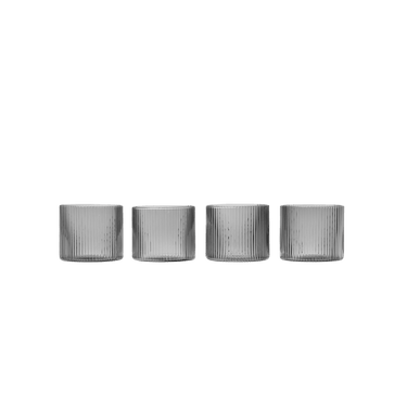 Set of 4 Ripple Low Glasses - Smoked Grey 20cl im Sale